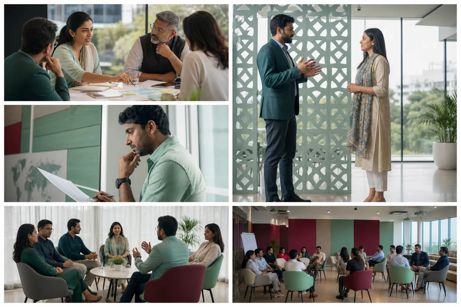 Professionals listening carefully during a round-table discussion