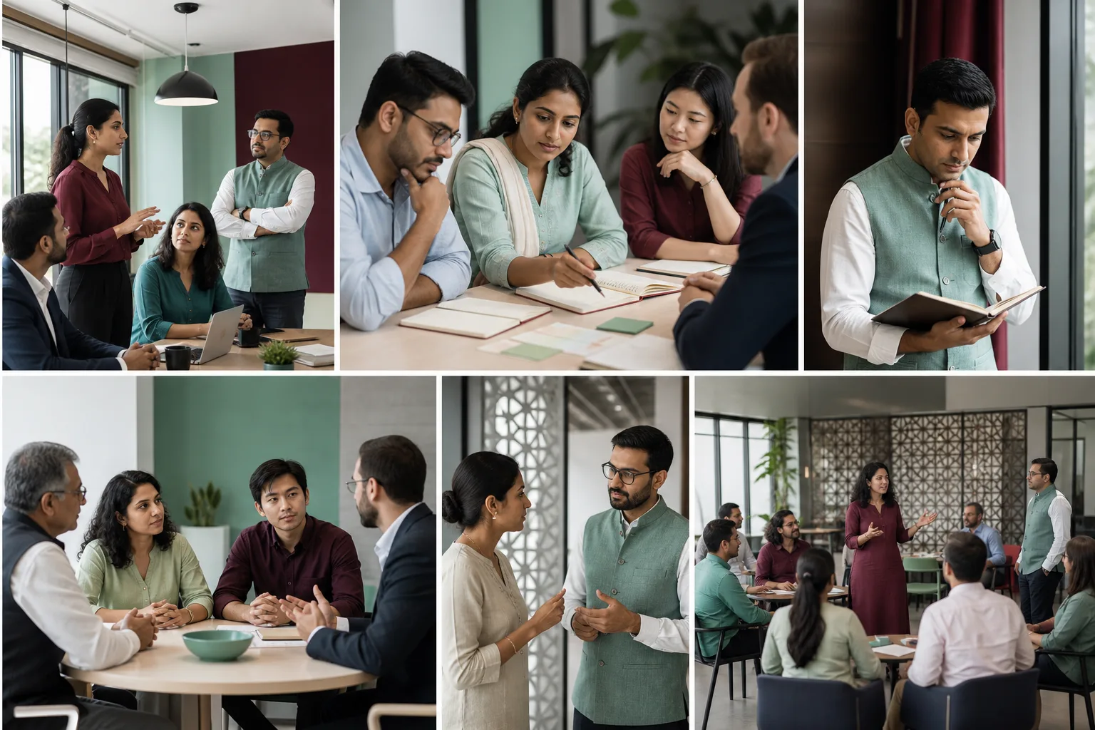 Diverse professional workshop practising adaptable communication